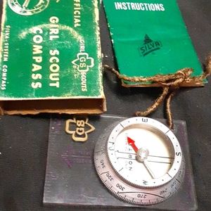 Vintage Girl Scout Compass with Compass,Box, & Instructions
